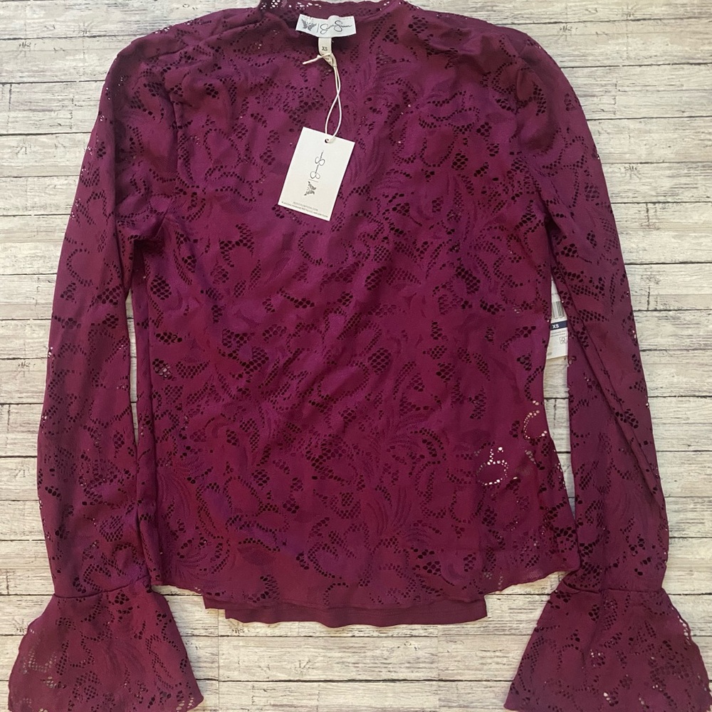 Jessica Simpson Deep Purple Lace Blouse